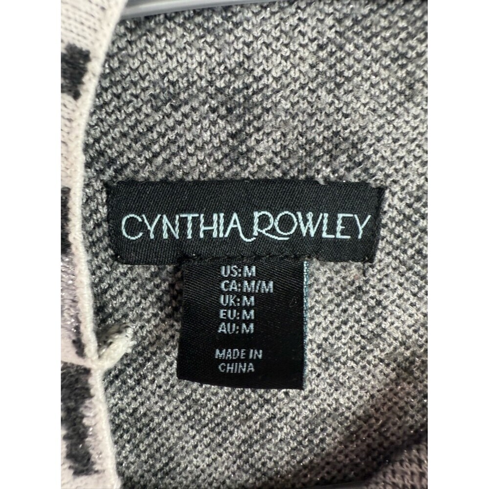 Cynthia Rowley sweater sparkly Black and White Leopard Print Turtleneck Sweater - Picture 8 of 12